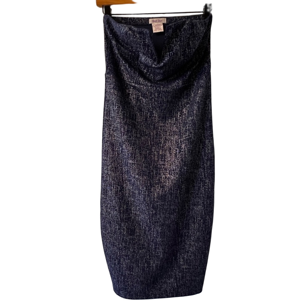 Brat Star Black and Silver Strapless Dress M
